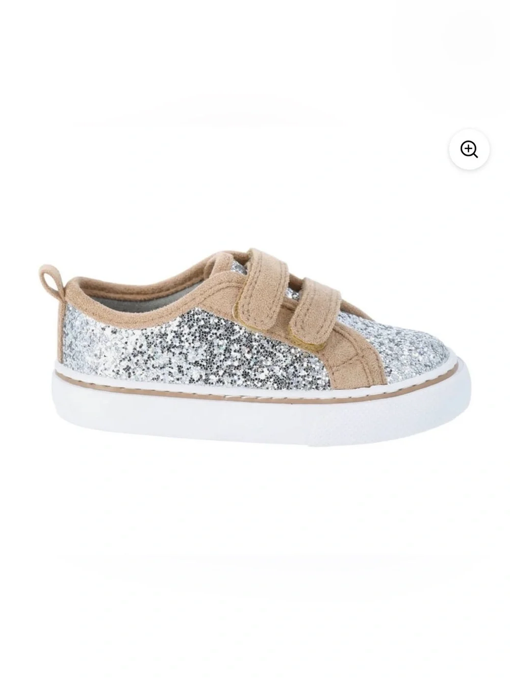 wonder nation Silver Glitter Toddler Size 5 Sneaker with Tan Accents